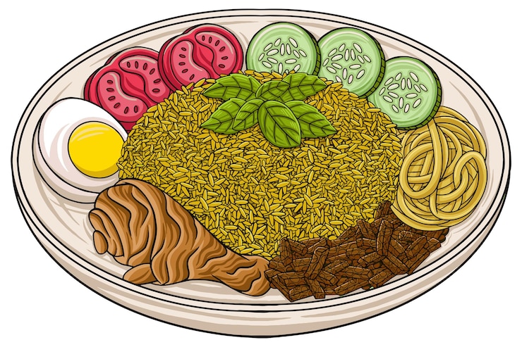 Vector nasi kuning de indonesia vector ilustración