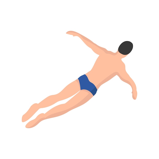 Natación joven y delgada Ilustración vectorial de acciones
