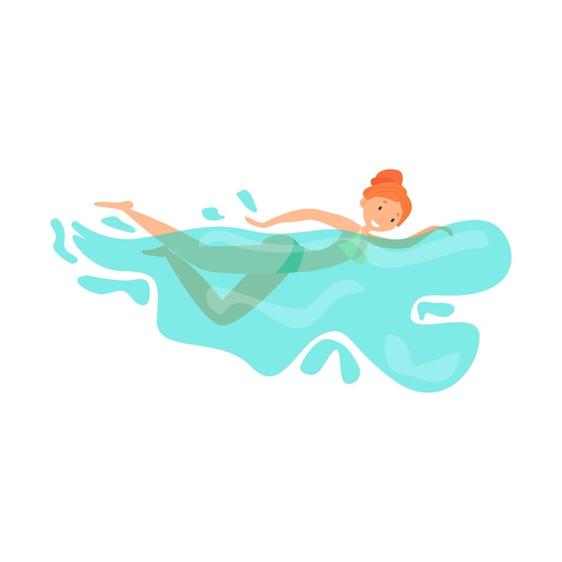 Natación mujer icono plano color vector elemento de playa