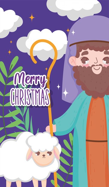 Natividad de José y ovejas feliz feliz navidad