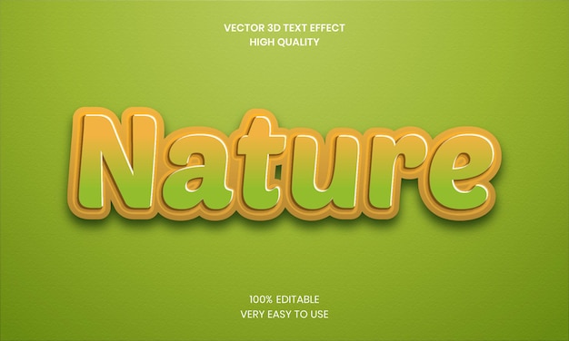 Naturaleza 3d efecto de texto editable vector premium