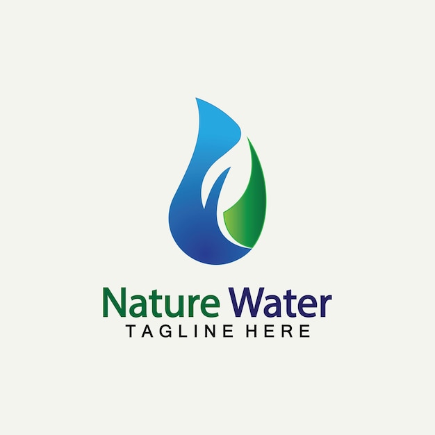 Naturaleza, agua, logotipo, vector, icono, ilustración, diseño, template., Ecología, logo., Agua, gota, hoja, logo., Agua, gota, diseño, plantilla, vector, ilustración
