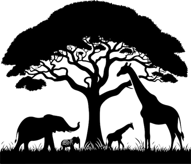 naturaleza animal vector silueta de color negro 21