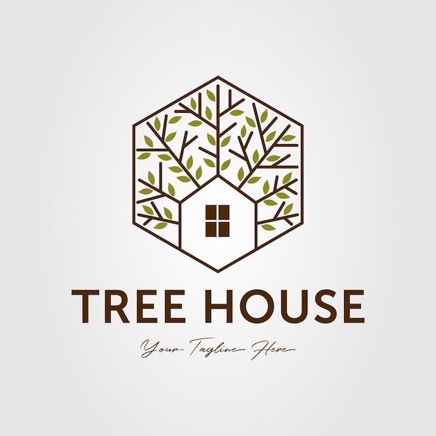 Naturaleza árbol casa o casa logo vector ilustración diseño