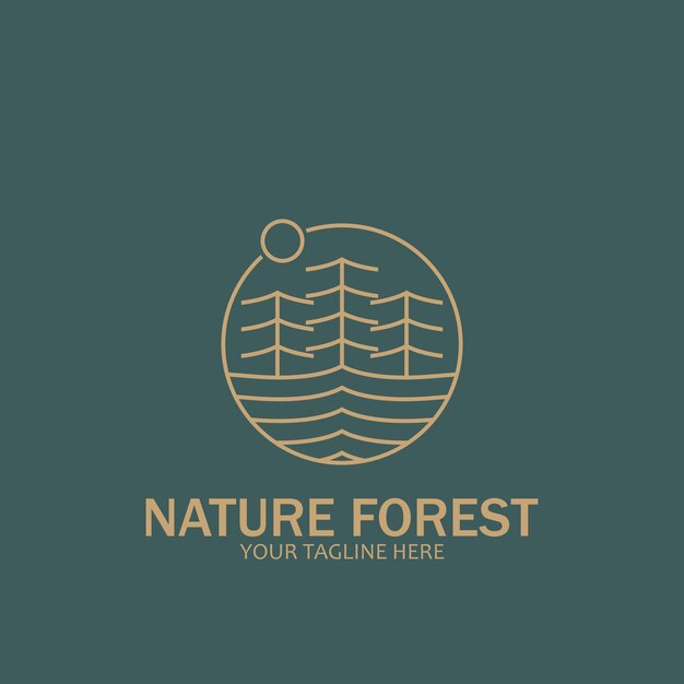 Naturaleza bosque icono línea arte estilo icono vector ilustración plantilla diseño
