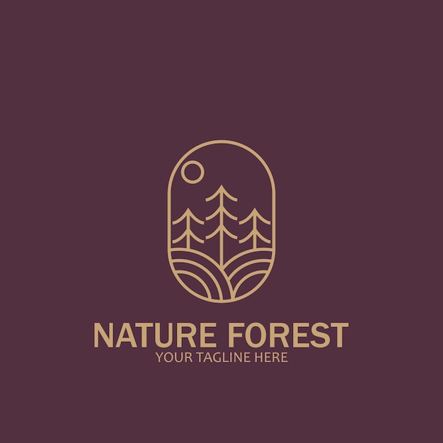 Naturaleza bosque icono línea arte estilo icono vector ilustración plantilla diseño