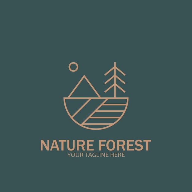 Naturaleza bosque icono línea arte estilo icono vector ilustración plantilla diseño