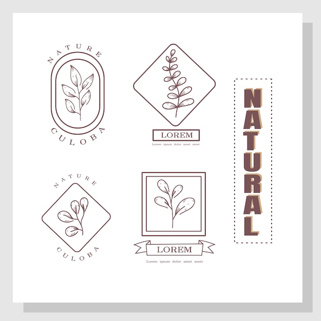 Naturaleza ecología planta dibujo icono logo diseño de marca para la naturaleza ecología marca vector paquete