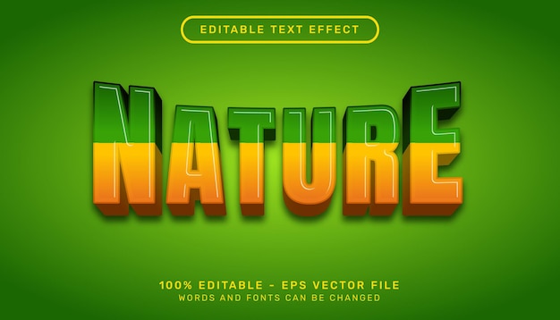 naturaleza efecto de texto 3d y efecto de texto editable