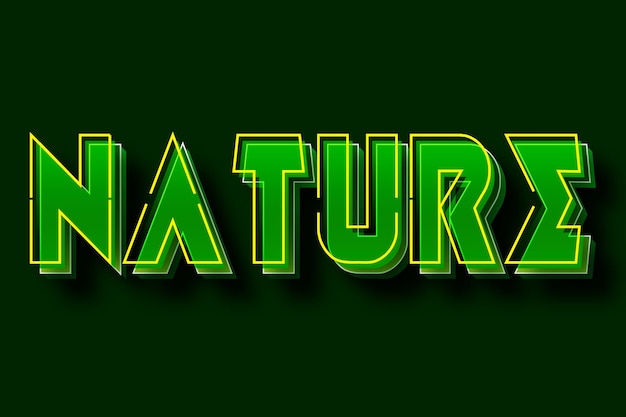 Naturaleza efecto de texto editable estilo moderno en relieve