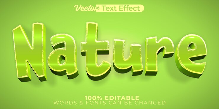 Vector naturaleza efecto de texto vectorial editable alfabeto árbol verde bosque fresco tropical
