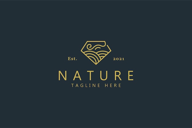 Naturaleza eólica y granja en concepto de logotipo en forma de diamante.