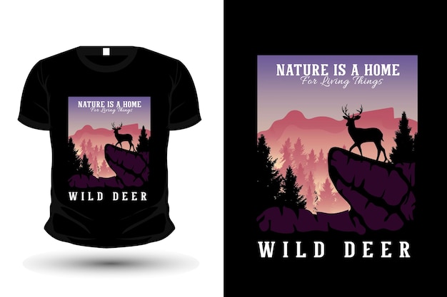 La naturaleza es un hogar para los seres vivos silueta ilustración diseño de camiseta plana