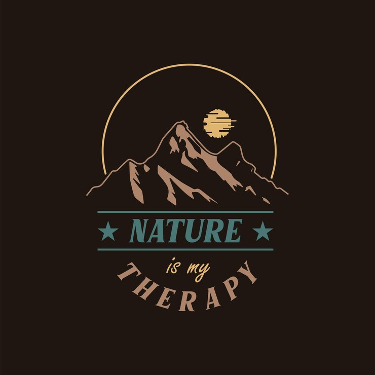 La naturaleza es mi terapia camiseta de montaña diseño al aire libre camiseta vectorial vintage plantilla camiseta aventura diseños gráficos