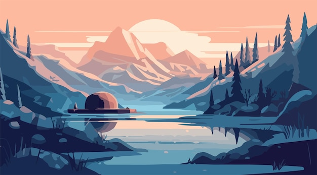 NATURALEZA FONDO MONTAÑA VECTOR ARTE IMPRESIÓN