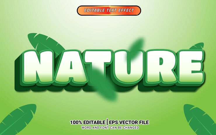 Vector naturaleza fresca verde blanco 3d texto editable efecto plantilla diseño tipografía titular hoja verde