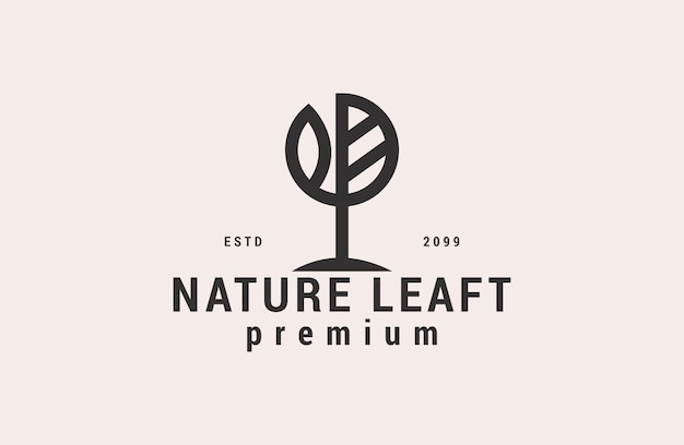 naturaleza hoja logo retro vintage hipster icono