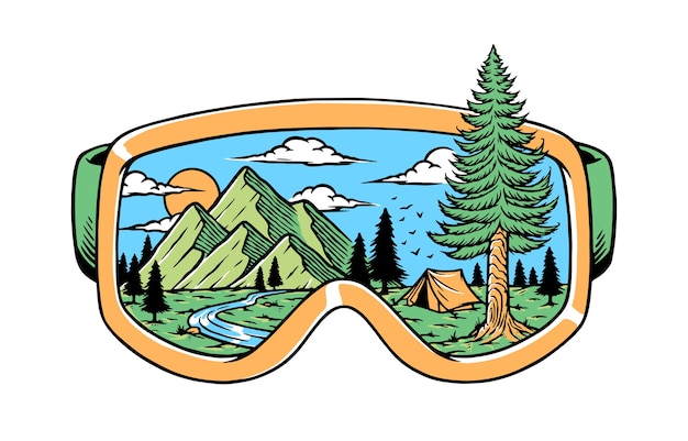 Naturaleza en ilustración de gafas