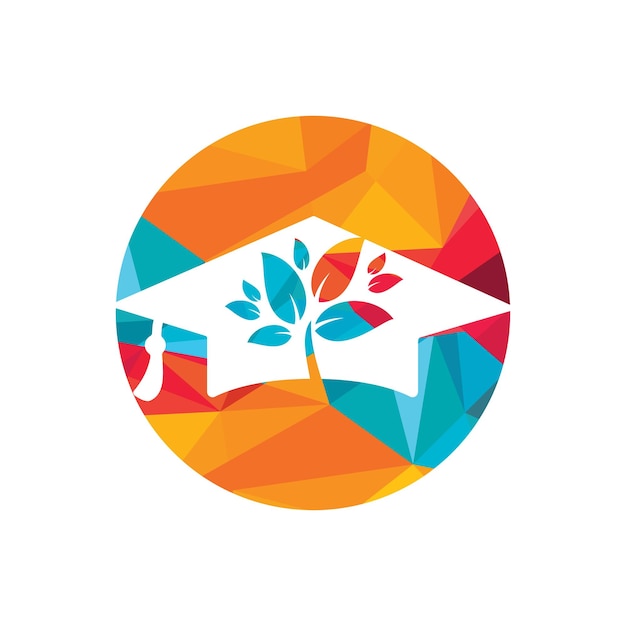 Naturaleza moderna creativa Diseño del logotipo de la educación Logotipo de la gorra de graduación y el icono del árbol