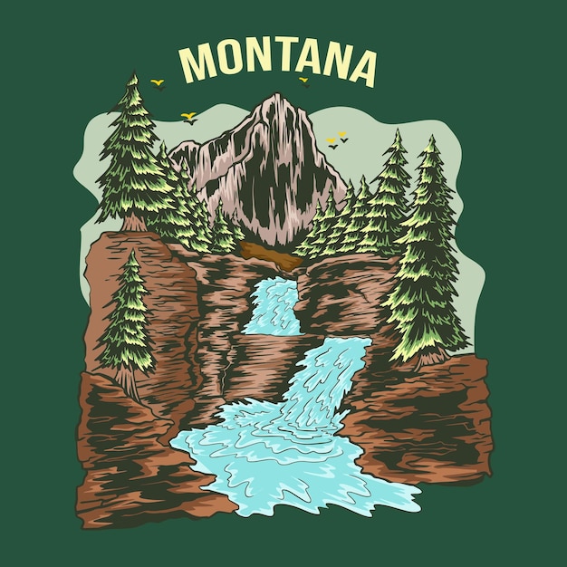 Naturaleza en montana con cascadas logo al aire libre