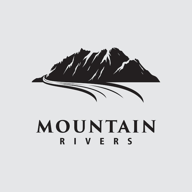 Naturaleza de montaña con diseño de logotipo de río