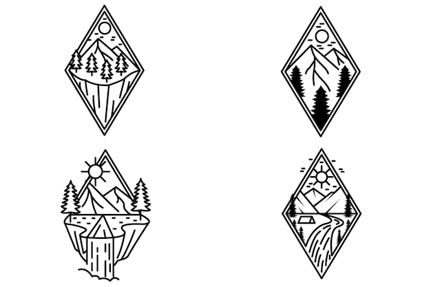 Naturaleza Montaña Logo Vector 34