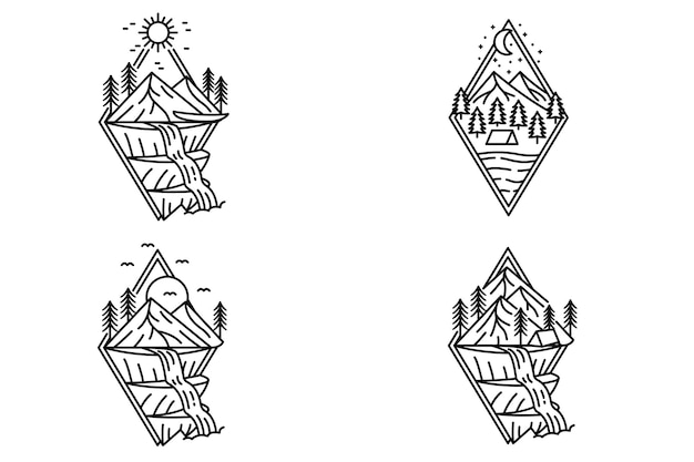 Naturaleza Montaña Logo Vector 53