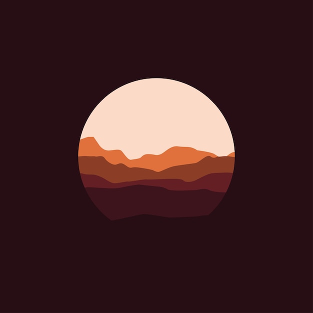 naturaleza montañas paisaje en círculo ilustración para la venta