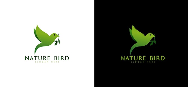 Naturaleza pájaro hoja logo vector concepto