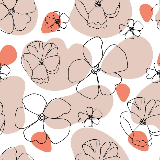 Naturaleza de patrones sin fisuras Una línea de flores y formas abstractas