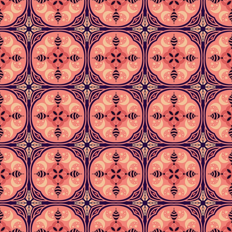Vector naturaleza patrones sin fisuras luna fondo floral arte damasco ornamento