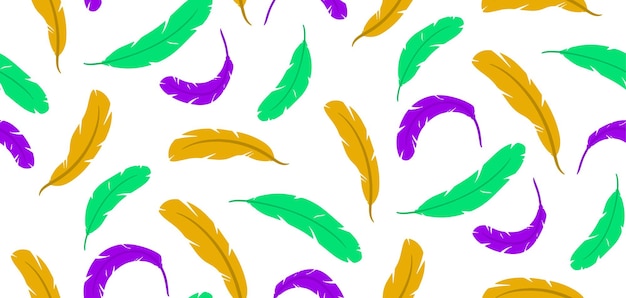 Naturaleza de patrones sin fisuras de palmeras o plumas Color de Mardi Gras