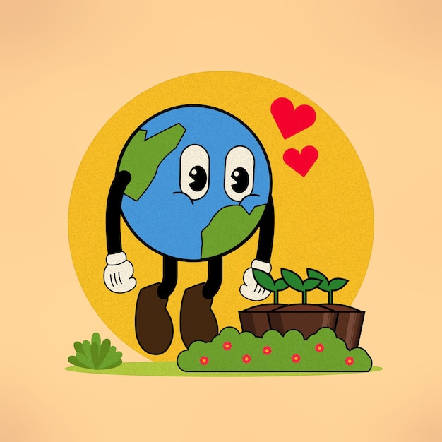 Vector naturaleza vector dibujado mano eco amigable ilustración tierra le gusta planta