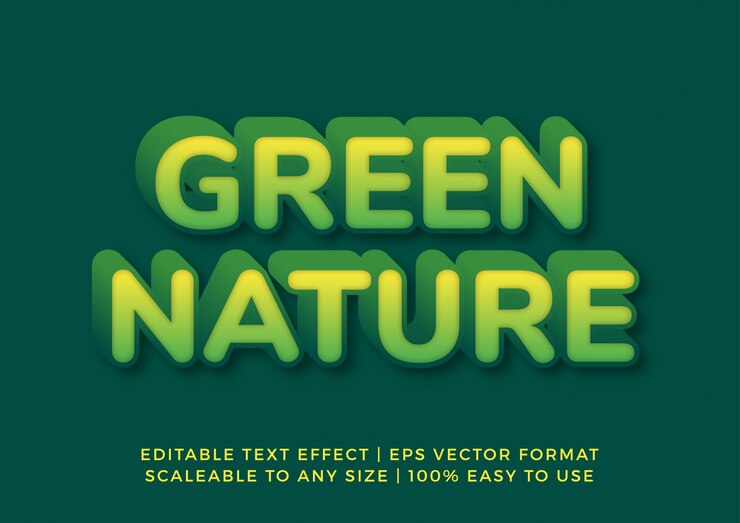 Vector naturaleza verde medio ambiente efecto de texto 3d