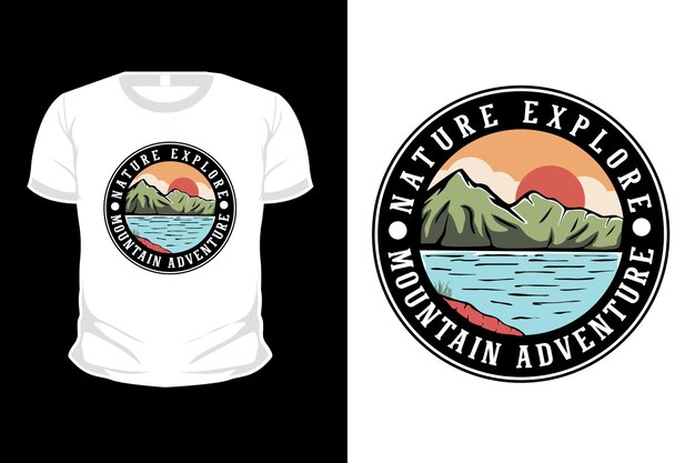 Vector nature explore mountain adventure diseño de camiseta dibujada a mano