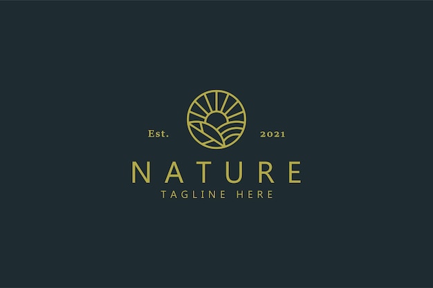 Nature farm field logotipo simple de la marca.