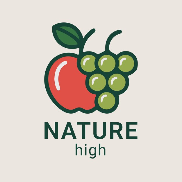 Nature High Logo with Apple and Grapes