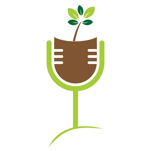 Nature Podcast con plantilla de diseño de logotipo de hoja