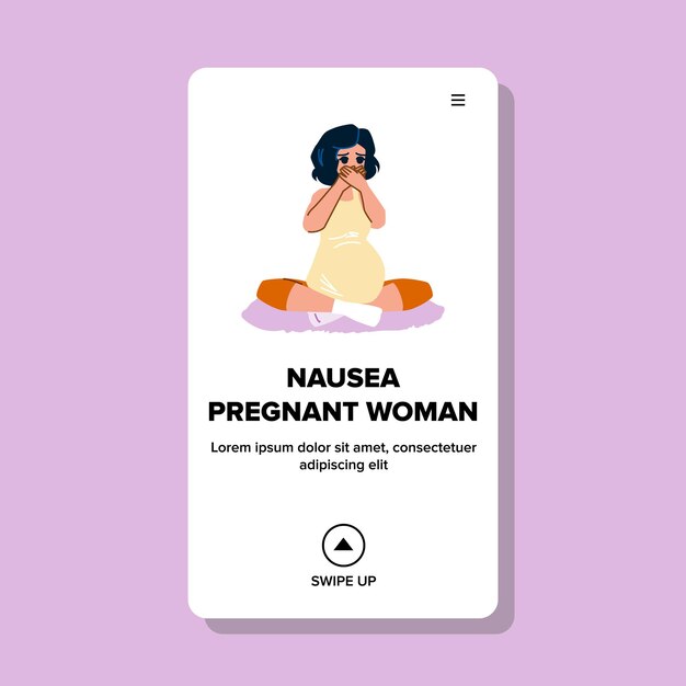 Náuseas mujer embarazada vector
