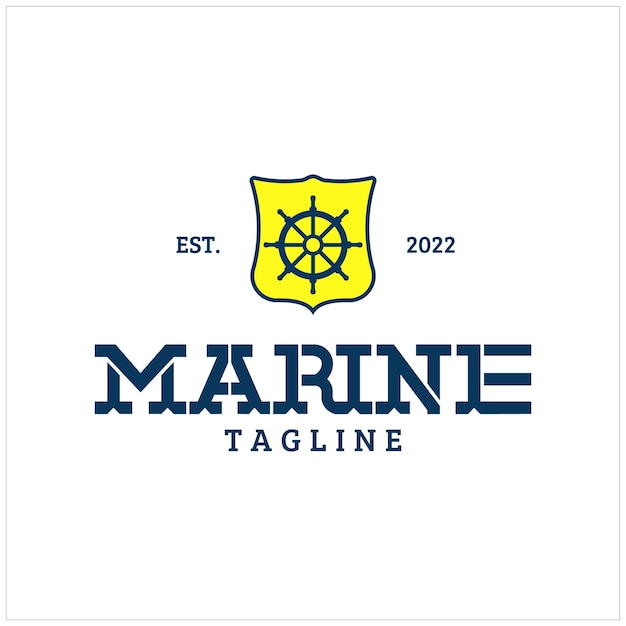 Vector náutica, vela, marina, diseño de logotipo de aventura en estilo antiguo