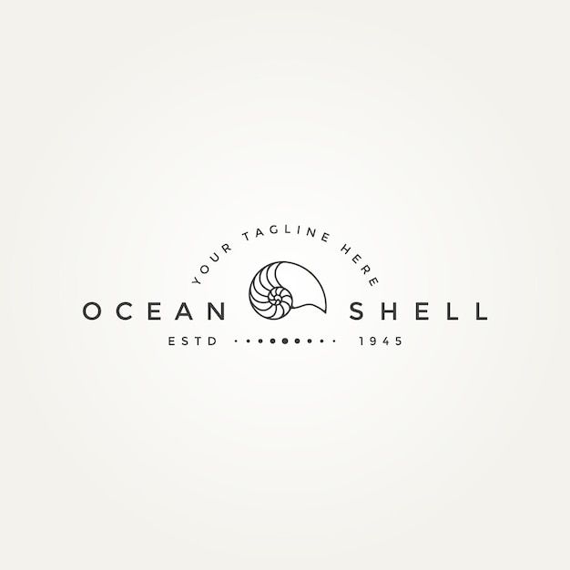 nautilus ocean shell minimalista línea arte insignia logotipo icono plantilla vector ilustración diseño