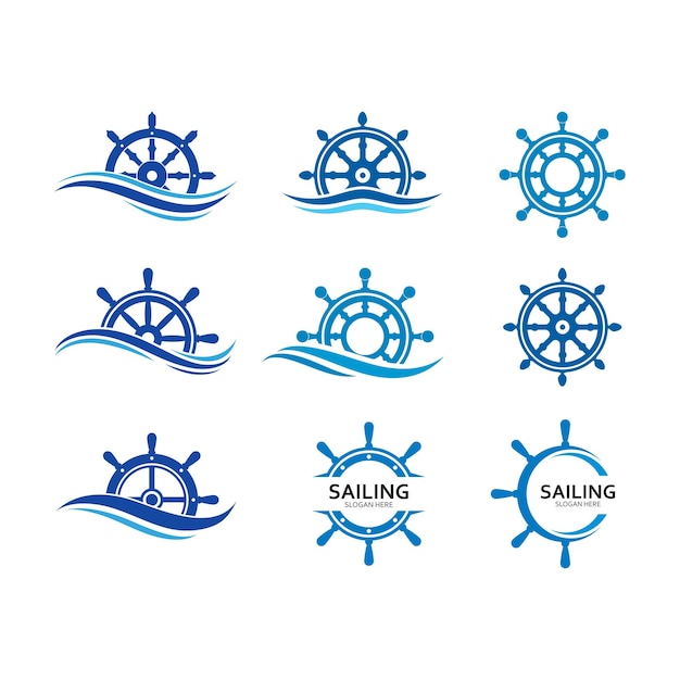 Nave de dirección para vela logo vector icono ilustración plantilla