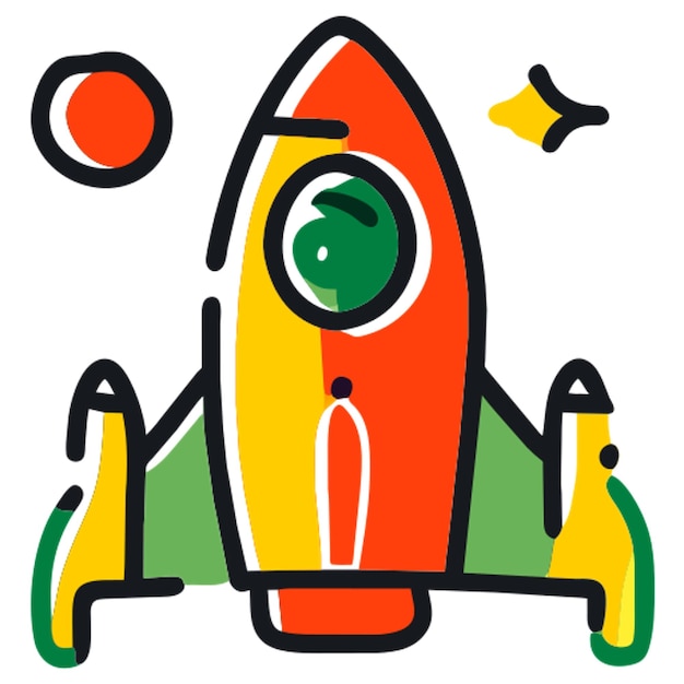 La nave espacial está mirando hacia arriba icono garabateo de relleno offset