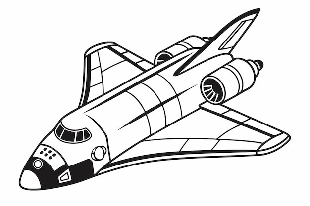nave espacial negra y blanca minimalista simple ilustración vectorial fondo blanco A