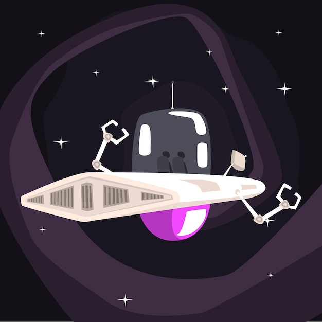 Vector nave espacial ovni robótica alienígena con brazos de metal
