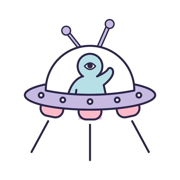 Nave espacial ufo estilo de dibujos animados de astronomía espacial