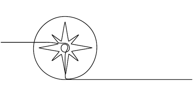 Navegación de brújula dibujo de una línea Orientación de brújula Línea continua Línea de trazo editable