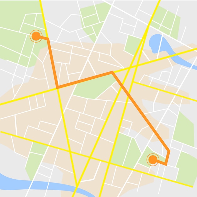 Navegacion gps. mapa de carreteras aislado en blanco con puntero