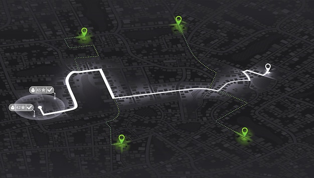 Navegación del mapa gps a la casa propia Vista superior de la ciudad edificios Mapa turístico decorativo Fondo abstracto