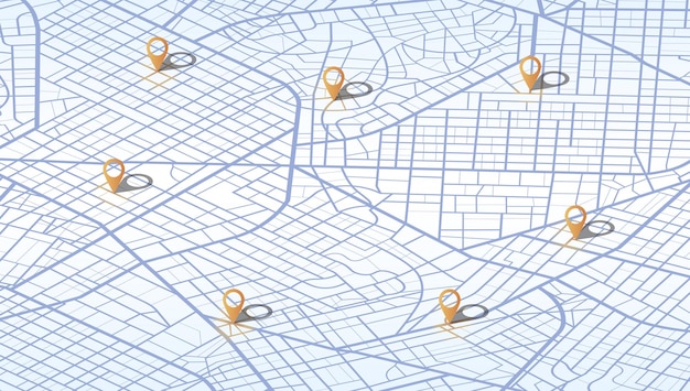 Navegación del mapa GPS a la casa propia Vista superior de la ciudad Vista desde arriba de un mapa edificios Vista detallada de la ciudad